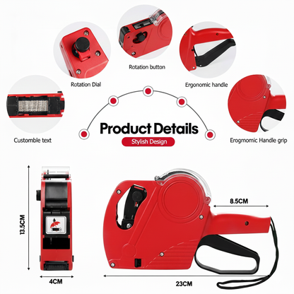 Premium Handheld Price Label Gun with 10 FREE Price Label Rolls & Ink Roller – Retail Pricing Machine
