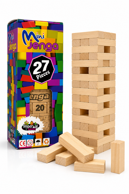 Mini Jenga Wooden Tower Game – 27 Pieces Family Stacking Blocks