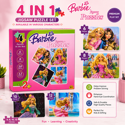 Premium 4-in-1 Jigsaw Puzzle Collection | Multiple Cartoon Characters
