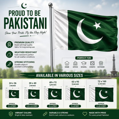 Pakistan Flag – Premium Quality Outdoor & Indoor Flag (Multiple Sizes)
