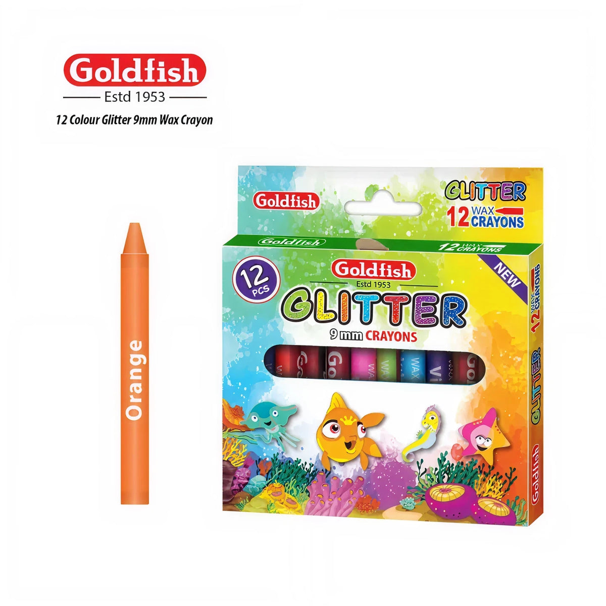 Goldfish 12 Glitter Crayon - Image 1