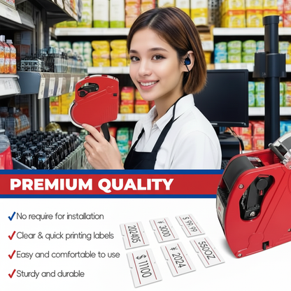 Premium Handheld Price Label Gun with 10 FREE Price Label Rolls & Ink Roller – Retail Pricing Machine