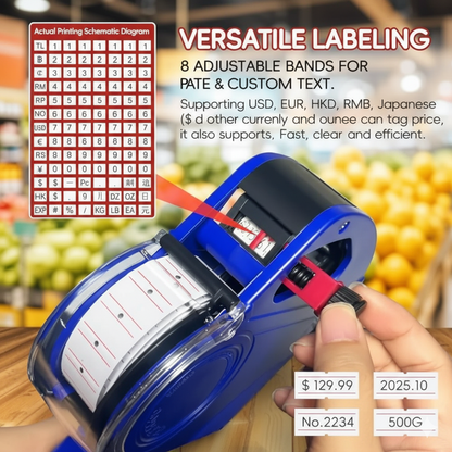 Premium Handheld Price Label Gun with 10 FREE Price Label Rolls & Ink Roller – Retail Pricing Machine