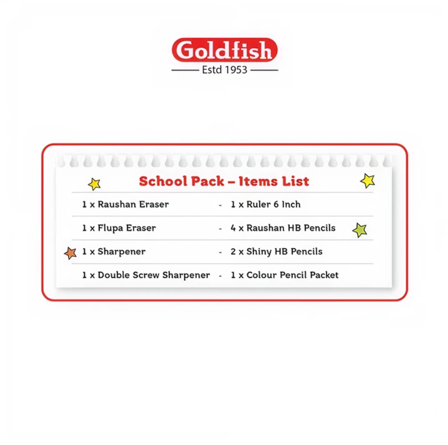 Goldfish School Pack - Complete Essential Stationery Kit for Students