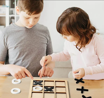 Premium Wooden Tic Tac Toe Game | Educational Montessori Puzzle Board for Kids & Adults